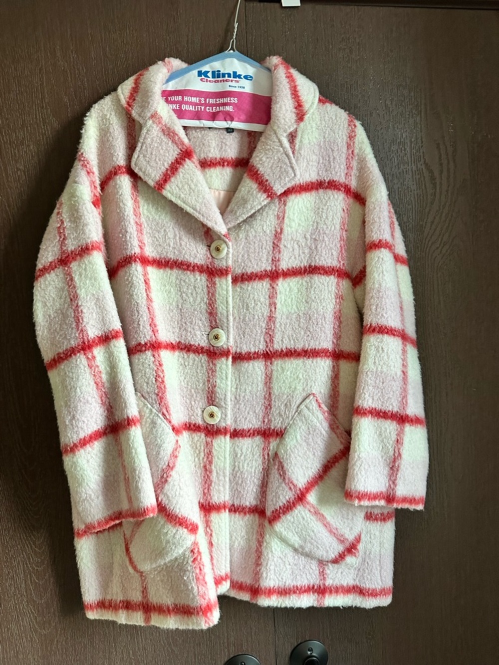 Eva Franco Pink and Cream Textured Coat- very oversized - fits medium